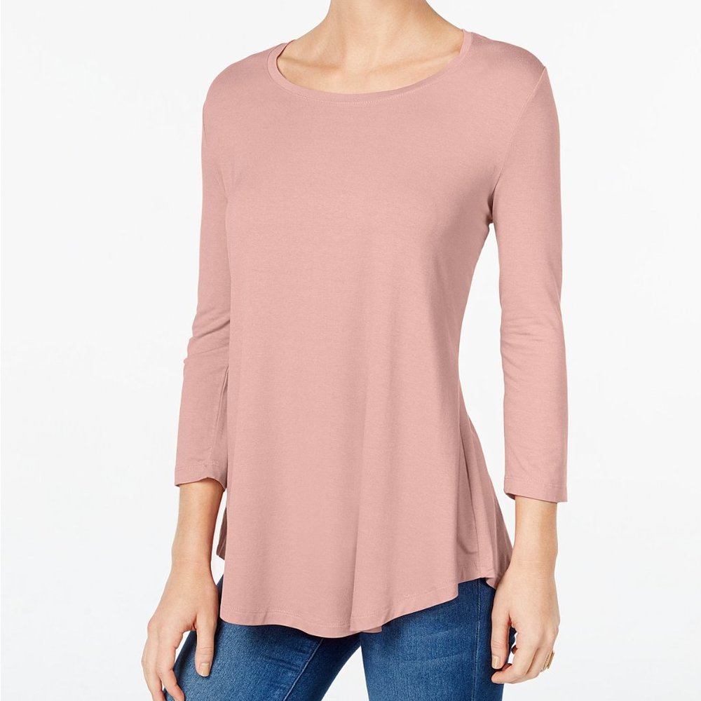 Jm Collection Petite Three-Quarter-Sleeve Top